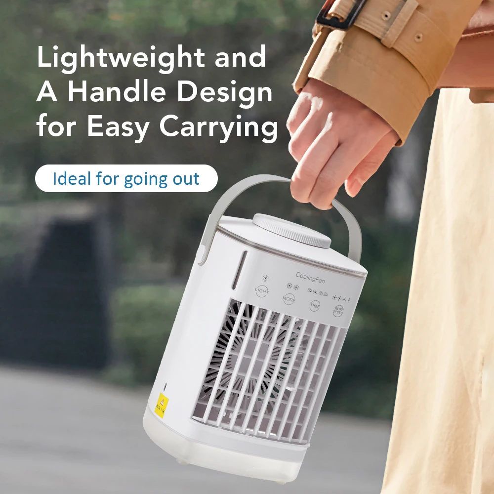 Air Conditioner Portable Fan Desktop Dual Spray Ultrasonic Atomization 3/4-Speed Mute Air Cooler Night Light Electric Home Fan