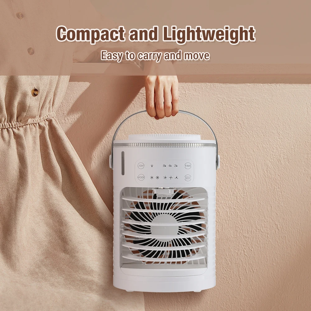 Air Conditioner Portable Fan Desktop Dual Spray Ultrasonic Atomization 3/4-Speed Mute Air Cooler Night Light Electric Home Fan