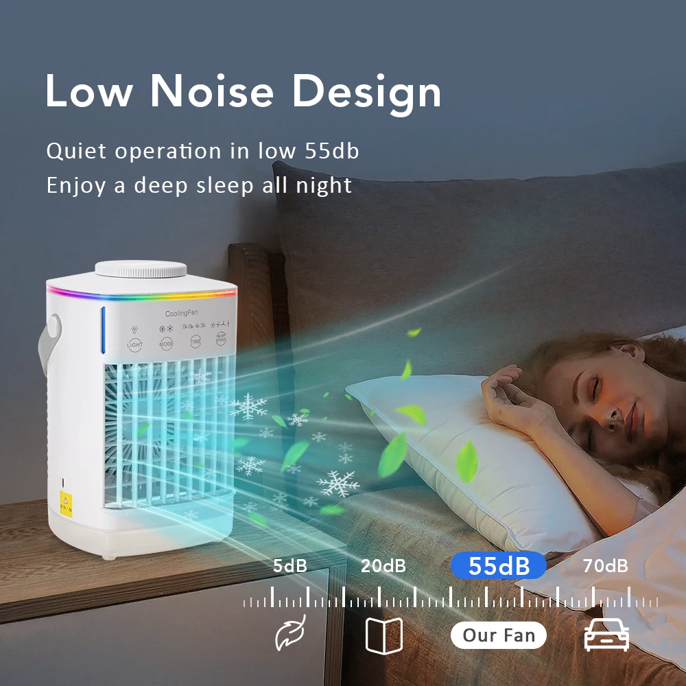 Air Conditioner Portable Fan Desktop Dual Spray Ultrasonic Atomization 3/4-Speed Mute Air Cooler Night Light Electric Home Fan