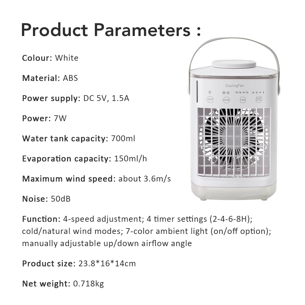 Air Conditioner Portable Fan Desktop Dual Spray Ultrasonic Atomization 3/4-Speed Mute Air Cooler Night Light Electric Home Fan