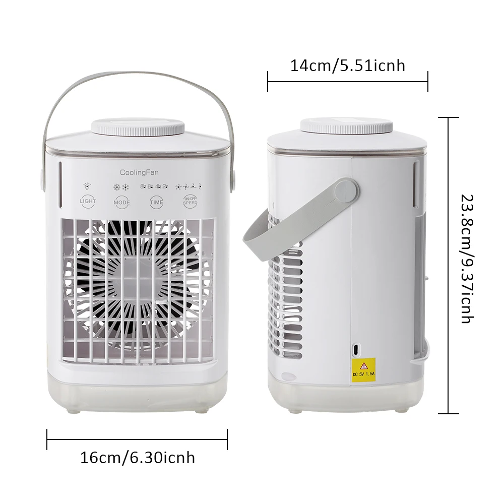 Air Conditioner Portable Fan Desktop Dual Spray Ultrasonic Atomization 3/4-Speed Mute Air Cooler Night Light Electric Home Fan