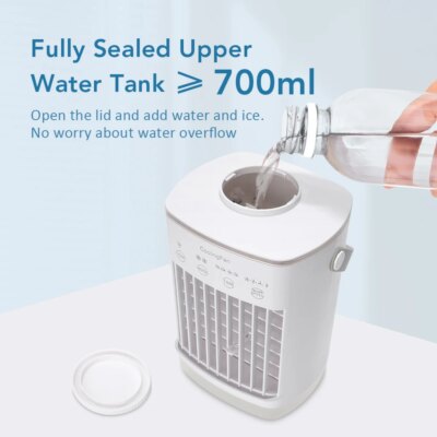 Air Conditioner Portable Fan Desktop Dual Spray Ultrasonic Atomization 3/4-Speed Mute Air Cooler Night Light Electric Home Fan - Image 3