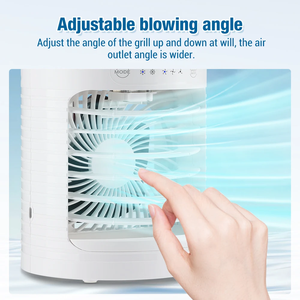 Air Conditioner Portable Fan Desktop Dual Spray Ultrasonic Atomization 3/4-Speed Mute Air Cooler Night Light Electric Home Fan