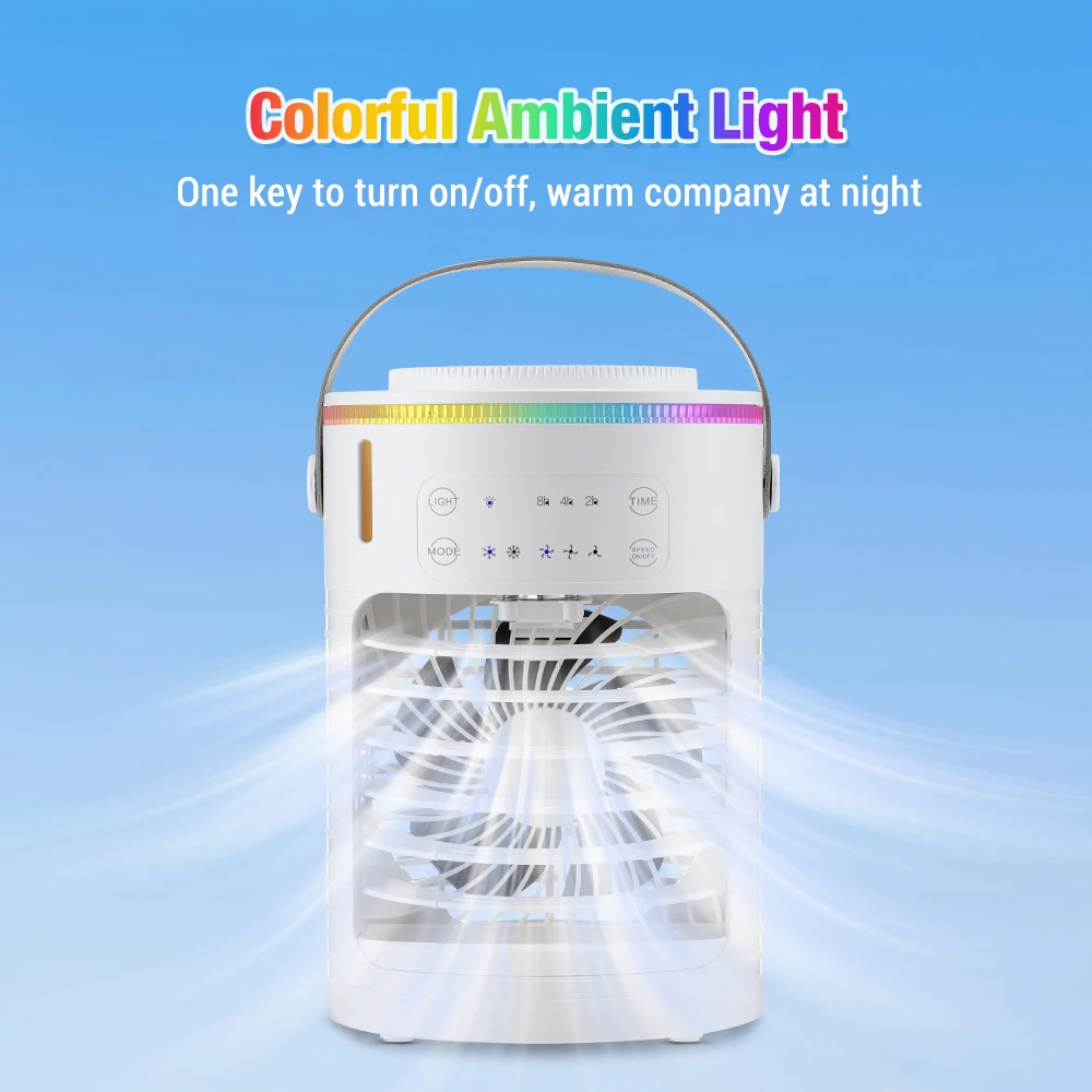 Air Conditioner Portable Fan Desktop Dual Spray Ultrasonic Atomization 3/4-Speed Mute Air Cooler Night Light Electric Home Fan