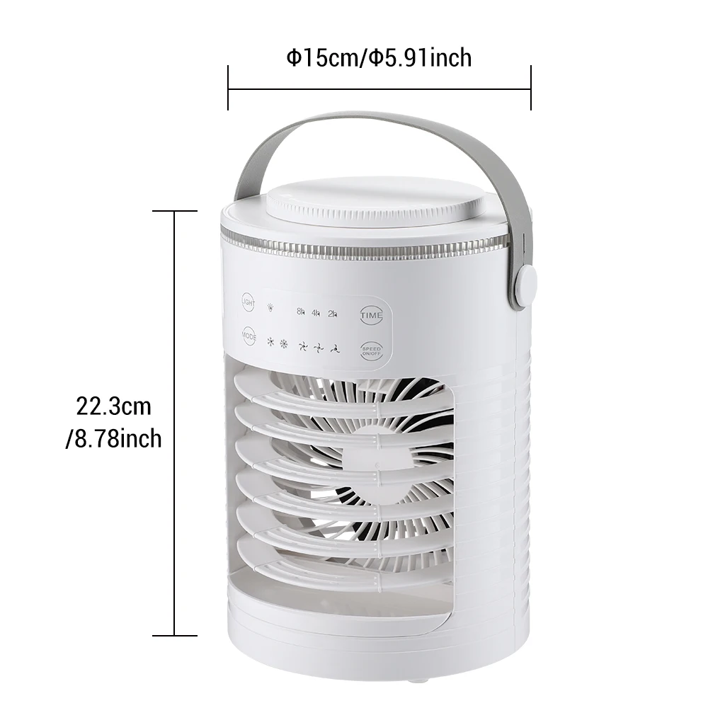 Air Conditioner Portable Fan Desktop Dual Spray Ultrasonic Atomization 3/4-Speed Mute Air Cooler Night Light Electric Home Fan