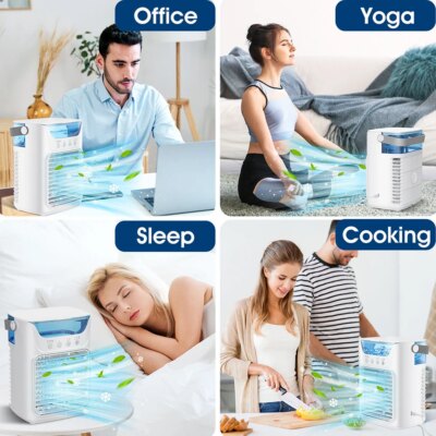 USB Portable Air Conditioner 3 Speeds Mini Cooling Fan 650ml Large Water Tank Personal Air Conditioner for Home Bedroom