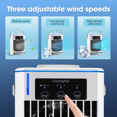 Portable Air Conditioner Mini Fan Cooler Air Cooler USB Air Conditioning 3 Gear Speed Air Cooling Fan Humidifier for Home Office - Image 5