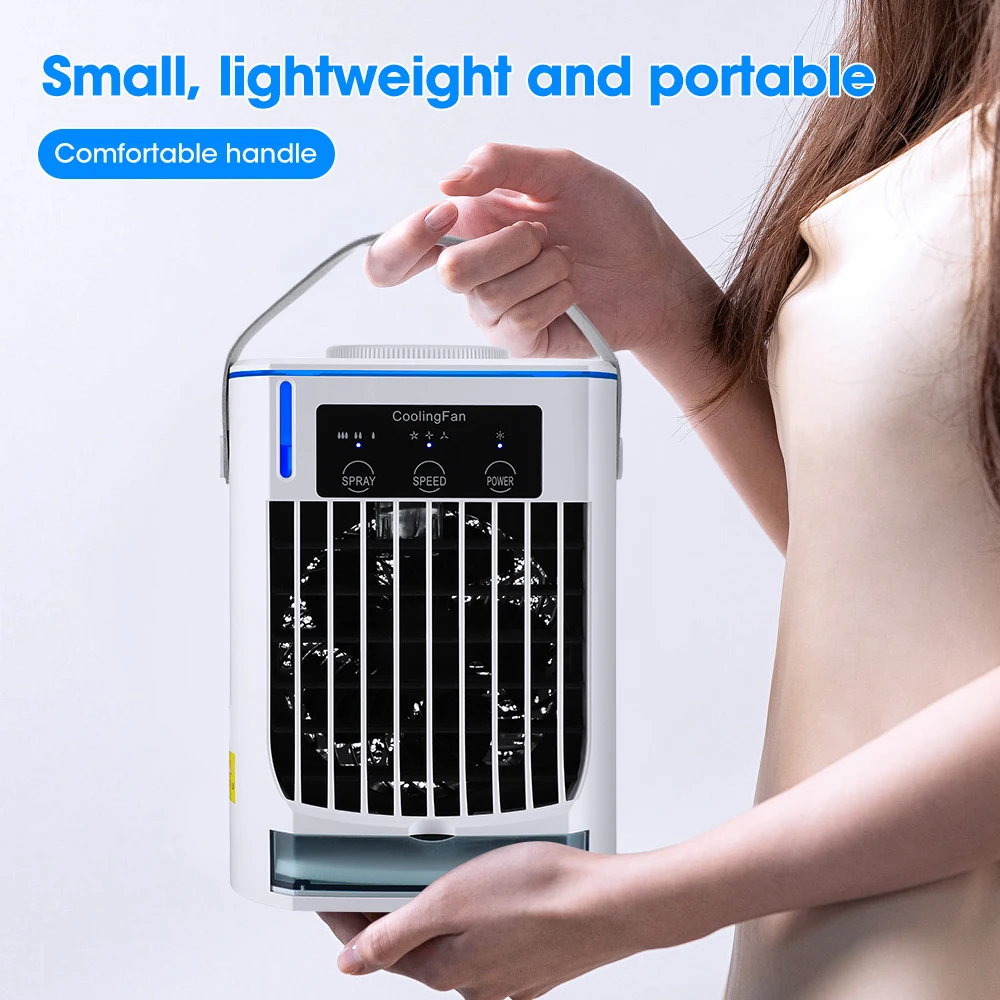 Portable Air Conditioner Mini Fan Cooler Air Cooler USB Air Conditioning 3 Gear Speed Air Cooling Fan Humidifier for Home Office