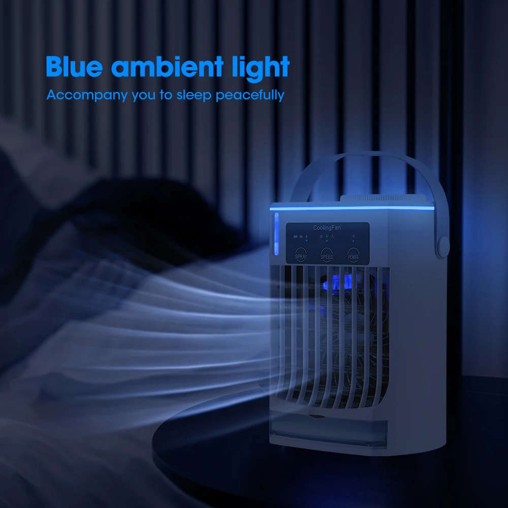Portable Air Conditioner Mini Fan Cooler Air Cooler USB Air Conditioning 3 Gear Speed Air Cooling Fan Humidifier for Home Office