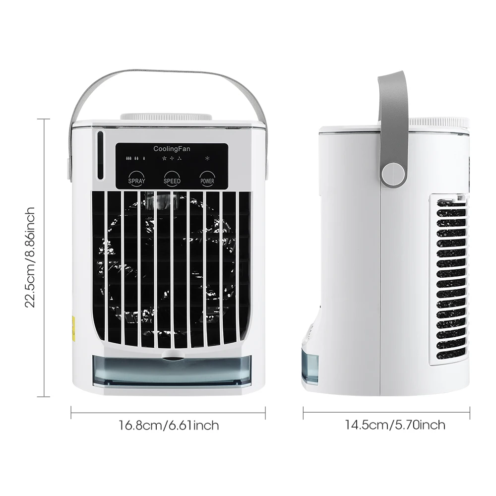 Portable Air Conditioner Mini Fan Cooler Air Cooler USB Air Conditioning 3 Gear Speed Air Cooling Fan Humidifier for Home Office