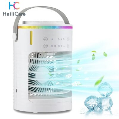 Air Conditioner Cooling Spray Fan Air Conditioner with Water Ice Evaporative Humidifier Quiet Air Cooler with Colorful Light