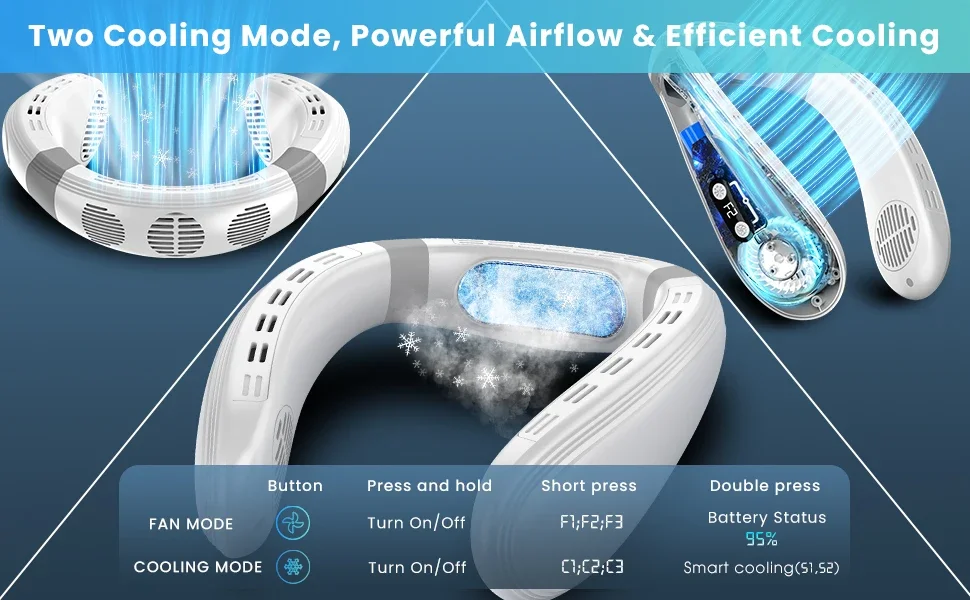 New Neck Air Conditioner Portable Neck Fan Rechargeable Semiconductor Cooling Bladeless Fan Outdoor Personal Fan Wearable Cooler