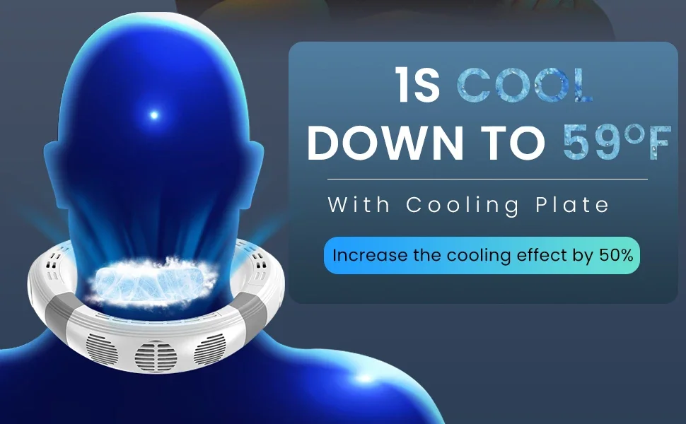 New Neck Air Conditioner Portable Neck Fan Rechargeable Semiconductor Cooling Bladeless Fan Outdoor Personal Fan Wearable Cooler