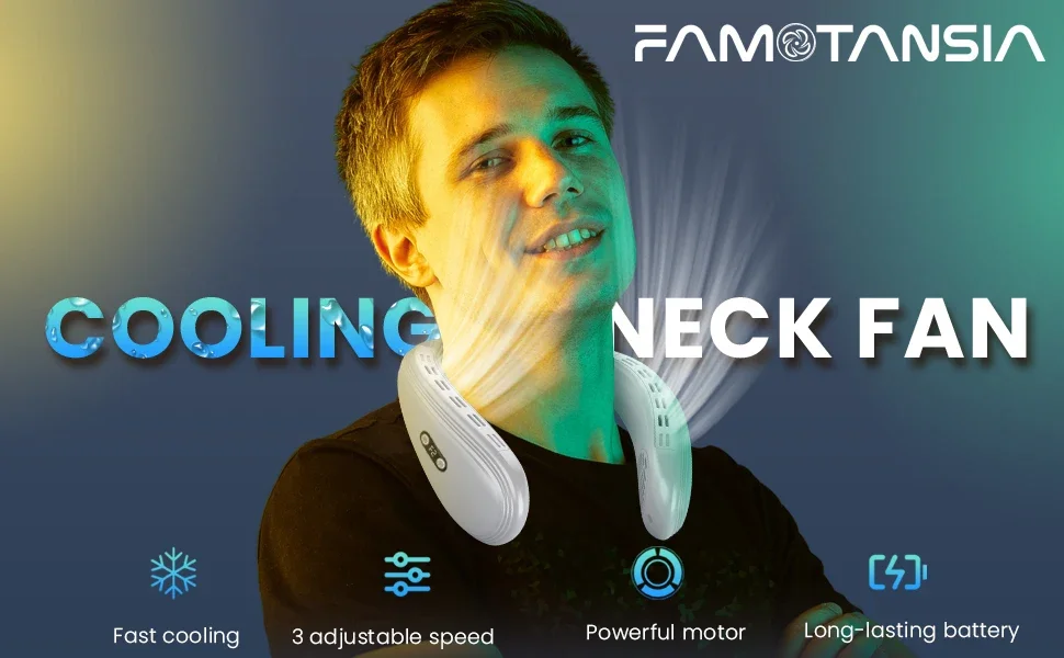 New Neck Air Conditioner Portable Neck Fan Rechargeable Semiconductor Cooling Bladeless Fan Outdoor Personal Fan Wearable Cooler