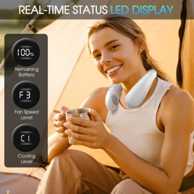 New Neck Air Conditioner Portable Neck Fan Rechargeable Semiconductor Cooling Bladeless Fan Outdoor Personal Fan Wearable Cooler - Image 6