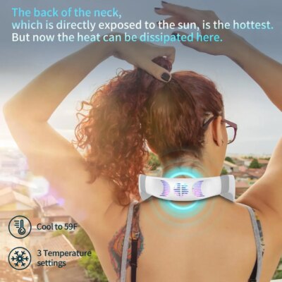 New Neck Air Conditioner Portable Neck Fan Rechargeable Semiconductor Cooling Bladeless Fan Outdoor Personal Fan Wearable Cooler