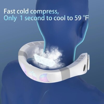New Neck Air Conditioner Portable Neck Fan Rechargeable Semiconductor Cooling Bladeless Fan Outdoor Personal Fan Wearable Cooler - Image 2