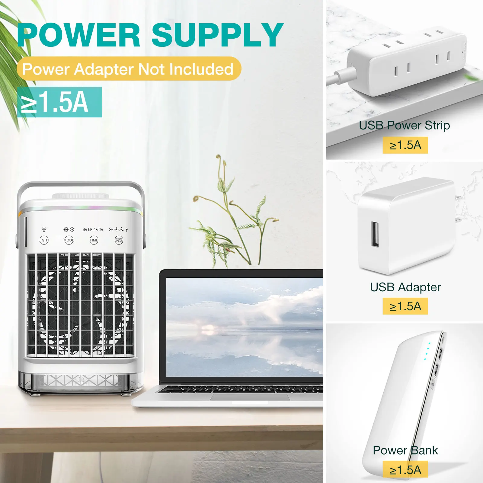 Mini Air Conditioner Air Cooler Fan Water Cooling Fan Air Conditioning Night Light Mobile Portable Air Conditioner Electric Fan