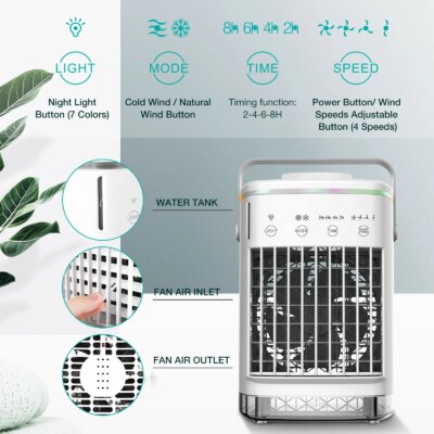 Mini Air Conditioner Air Cooler Fan Water Cooling Fan Air Conditioning Night Light Mobile Portable Air Conditioner Electric Fan - Image 3
