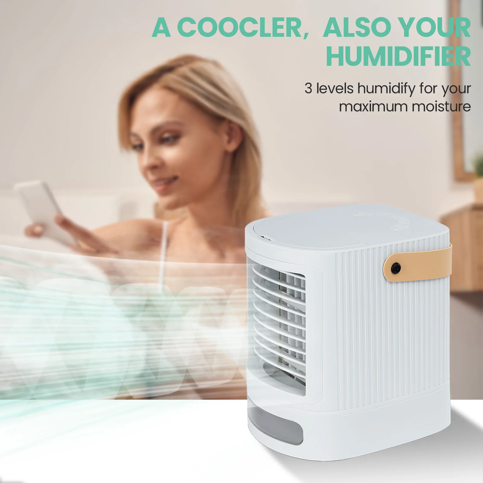 Portable Rechargeable Operated Air Conditioner For Car Conditioner USB Small Mini Cooler Air Ice Crystal Air Portable Cooler