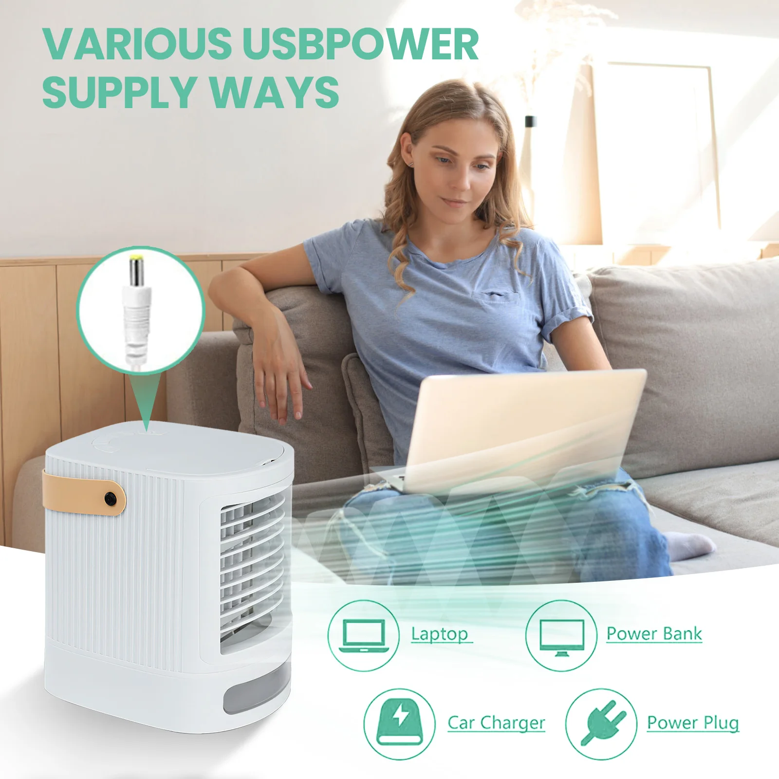 Portable Rechargeable Operated Air Conditioner For Car Conditioner USB Small Mini Cooler Air Ice Crystal Air Portable Cooler