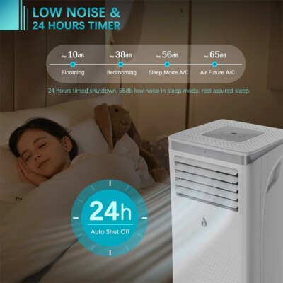 LUKO A011D1-7K 3 in 1 Portable Air Conditioner Dehumidifier, 7000BTU Cooling Capacity, 2 Wind Speeds, 24-Hour ,Remote Control - Image 4