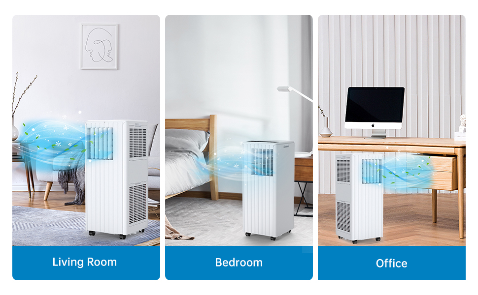 Mobile Air Conditioner, 9000 BTU,Cooling, Ventilation And Dehumidification 3 In 1, Room Size Up To 75m³ (25㎡), With Exhaust Pipe Mobile Air Conditioner, 9000 BTU,Cooling, Ventilation And Dehumidification 3 In 1, Room Size Up To 75m³ (25㎡), With Exhaust Pipe
