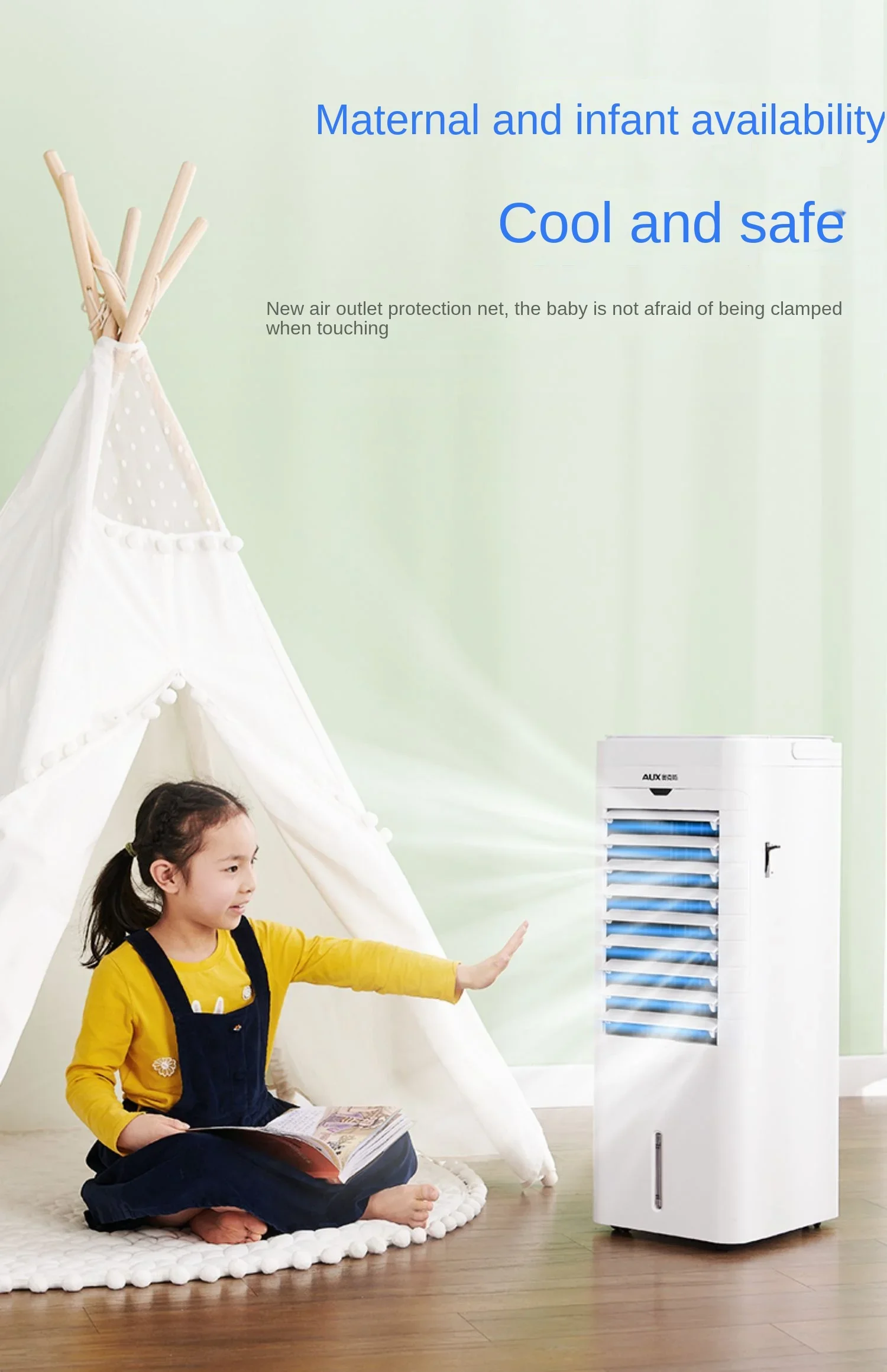 220V Innovative AUX Portable Air Conditioner Fan, Dual-Use Cold Air Fan with Heating and Cooling Features A