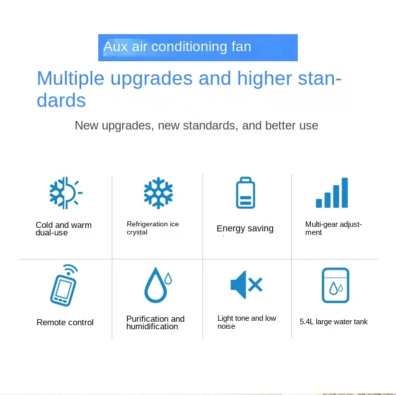 220V Innovative AUX Portable Air Conditioner Fan, Dual-Use Cold Air Fan with Heating and Cooling Features A