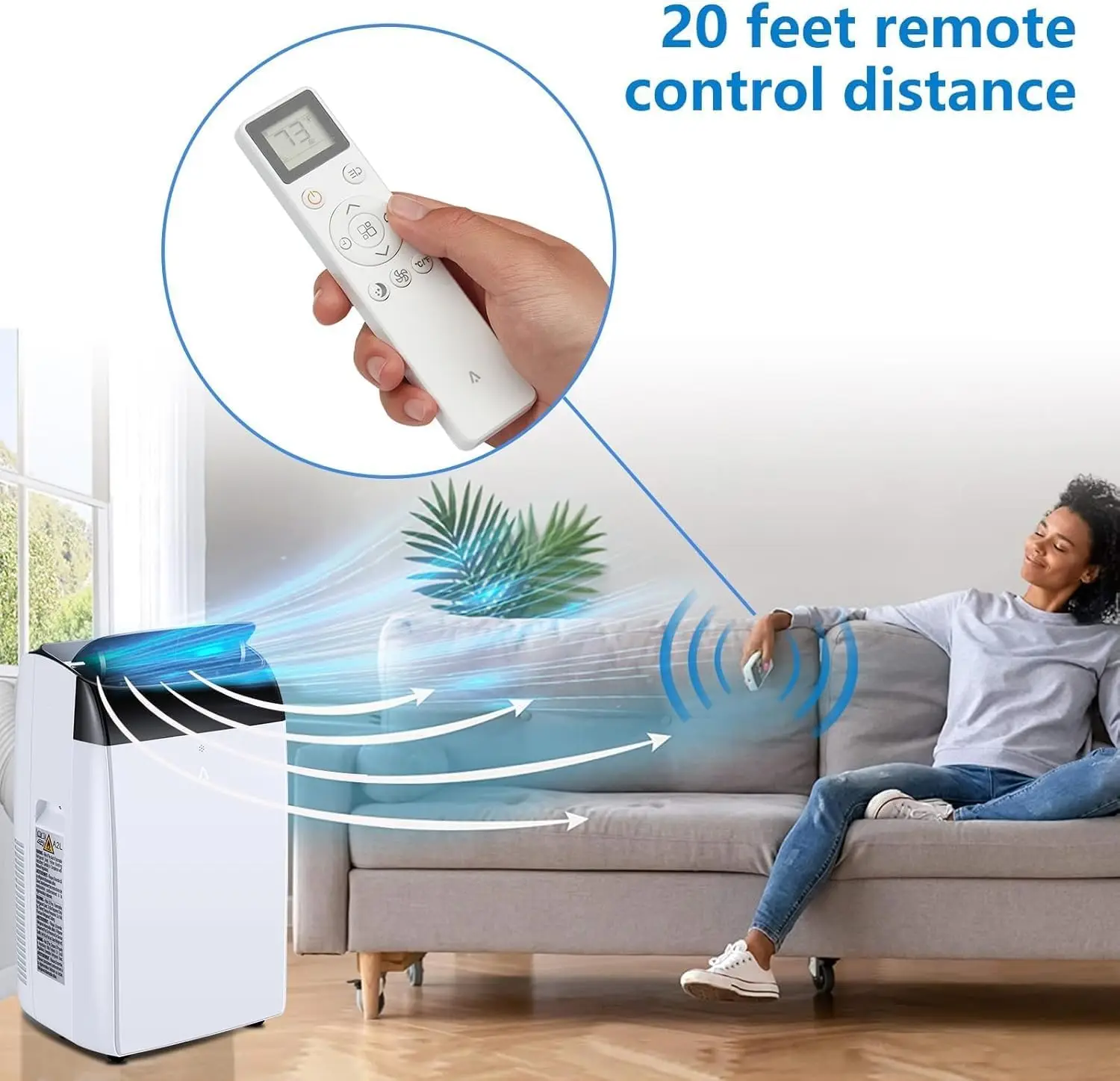 3 in 1 Portable Air Conditioner with Remote Control 10000 Btus/H 2.6 kW 42L/Day Dehumidification 2 Speed Fan, Cooling, 24H Timer