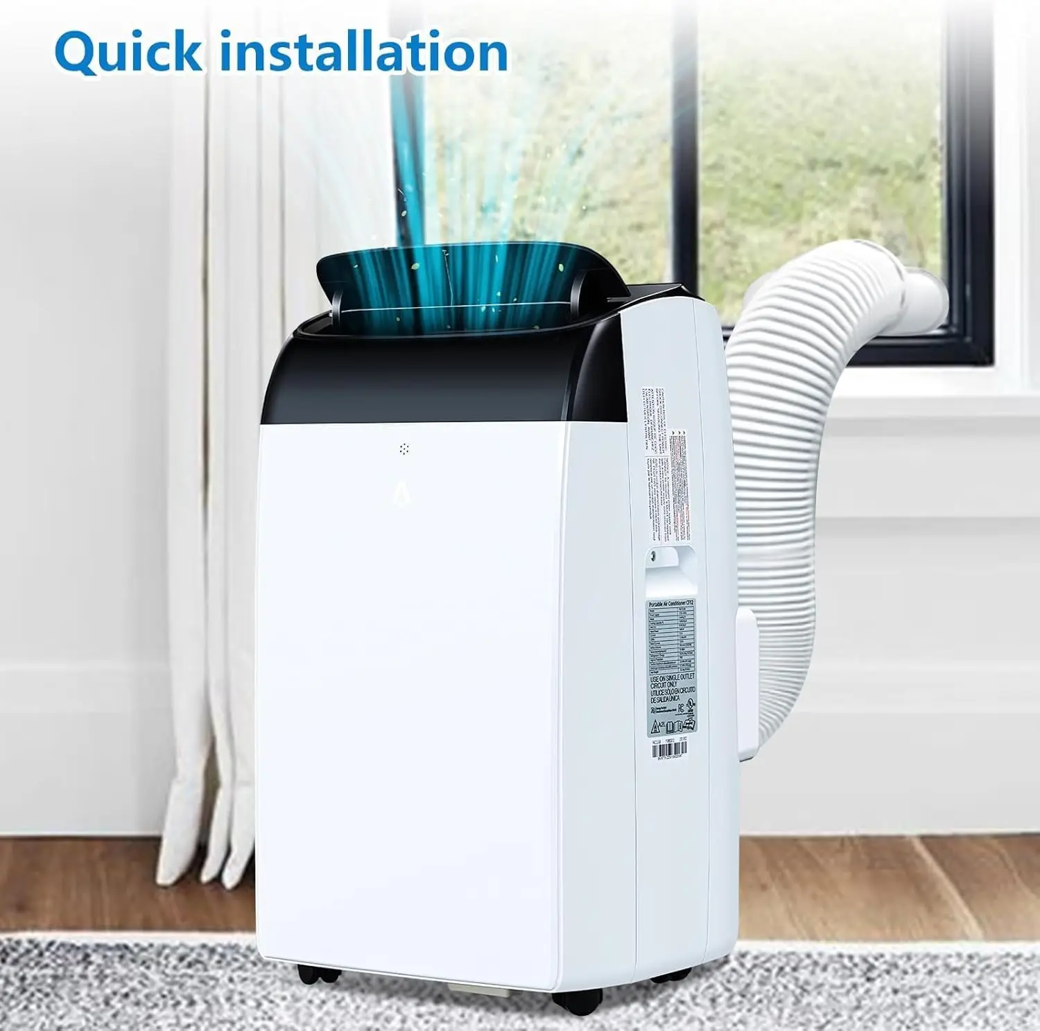 3 in 1 Portable Air Conditioner with Remote Control 10000 Btus/H 2.6 kW 42L/Day Dehumidification 2 Speed Fan, Cooling, 24H Timer