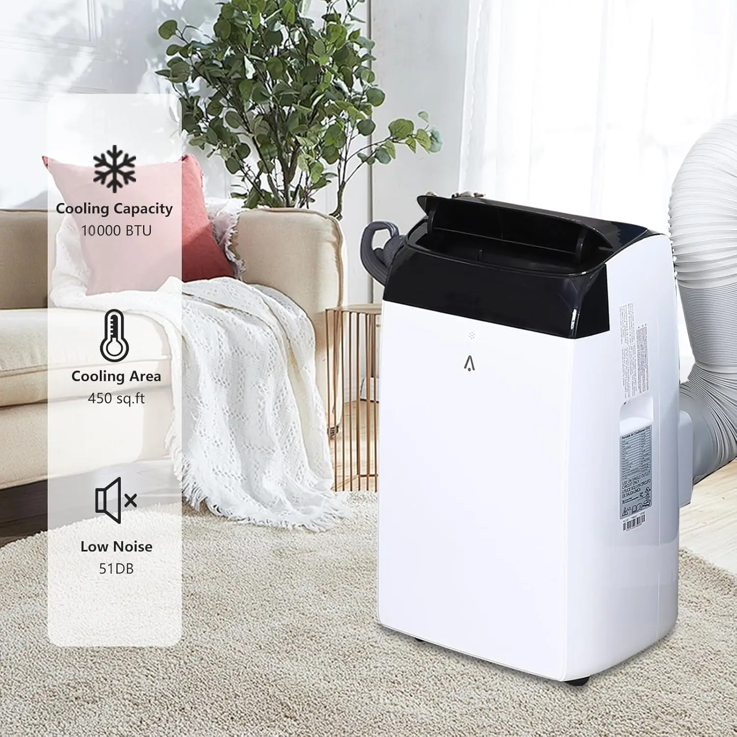 3 in 1 Portable Air Conditioner with Remote Control 10000 Btus/H 2.6 kW 42L/Day Dehumidification 2 Speed Fan, Cooling, 24H Timer