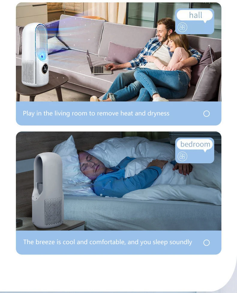 Bladeless Fan Portable Air Conditioner LED Display Desktop Fanless Blade Cooler Cooling Fan Tower Air Cooler  for Office Bedroom