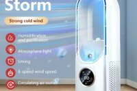 Bladeless Fan Portable Air Conditioner LED Display Desktop Fanless Blade Cooler Cooling Fan Tower Air Cooler  for Office Bedroom