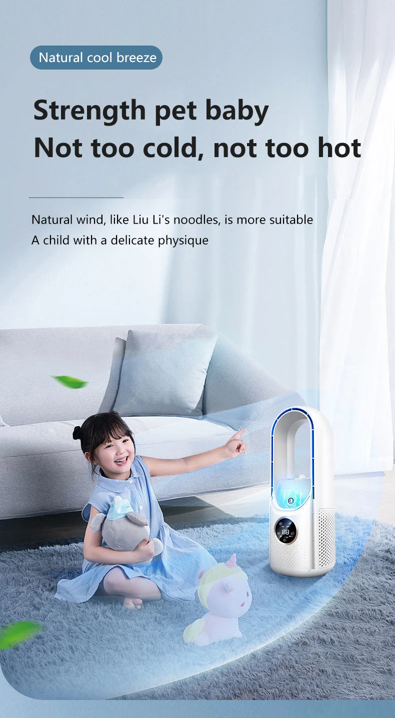 Bladeless Fan Portable Air Conditioner LED Display Desktop Fanless Blade Cooler Cooling Fan Tower Air Cooler  for Office Bedroom
