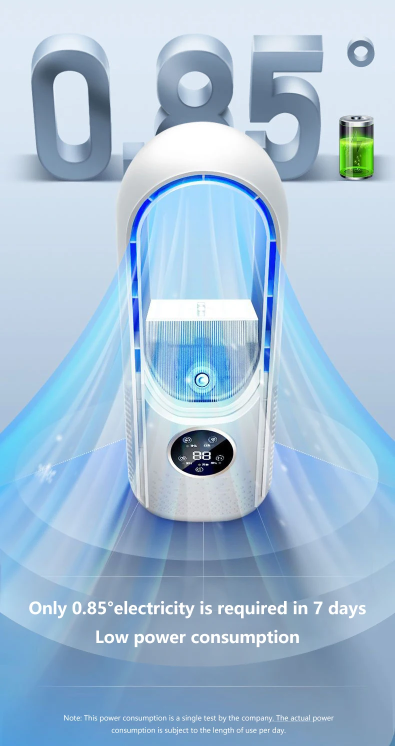 Bladeless Fan Portable Air Conditioner LED Display Desktop Fanless Blade Cooler Cooling Fan Tower Air Cooler  for Office Bedroom