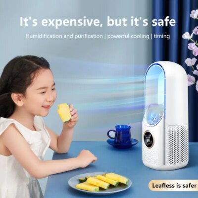 Bladeless Fan Portable Air Conditioner LED Display Desktop Fanless Blade Cooler Cooling Fan Tower Air Cooler  for Office Bedroom - Image 3
