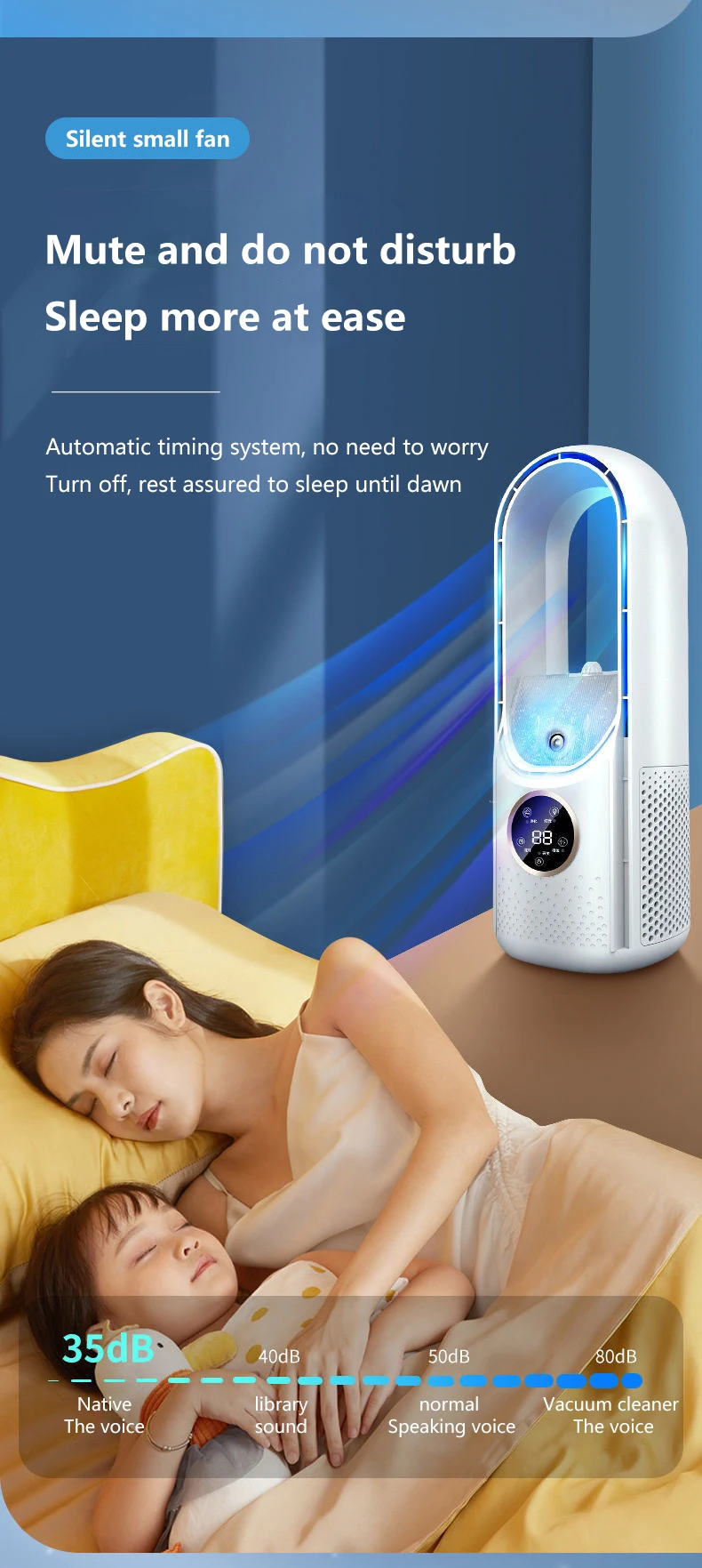 Bladeless Fan Portable Air Conditioner LED Display Desktop Fanless Blade Cooler Cooling Fan Tower Air Cooler  for Office Bedroom