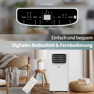 SHINCO Mobile Air Conditioner with Exhaust Hose, 9000BTU, 2.6 kW, Cooling & Ventilating & Dehumidifying, Mobile Air Conditioner - Image 3