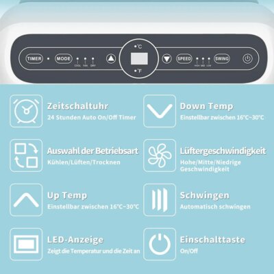 SHINCO Mobile Air Conditioner with Exhaust Hose, 12000BTU, 3.5 kw, Cooling & Ventilating & Dehumidifying, Mobile Air Conditioner - Image 3