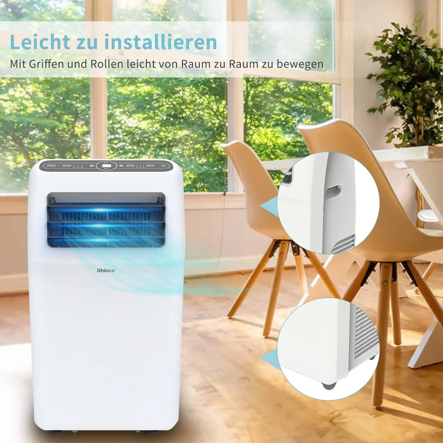 SHINCO Mobile Air Conditioner with Exhaust Hose, 12000BTU, 3.5 kw, Cooling & Ventilating & Dehumidifying, Mobile Air Conditioner