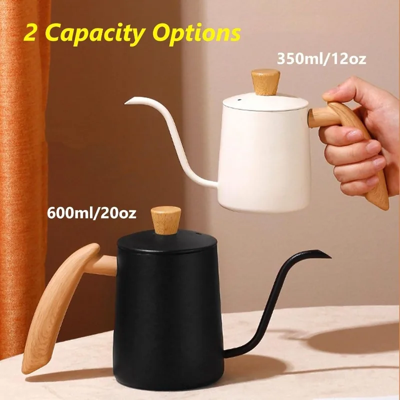 Coffee Hand Brewing Pot Stainless Steel Hand Coffee Maker Kettle Gooseneck Kettle with Wooden Handle Coffee Equipment Home Use