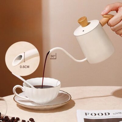 Coffee Hand Brewing Pot Stainless Steel Hand Coffee Maker Kettle Gooseneck Kettle with Wooden Handle Coffee Equipment Home Use - Image 6