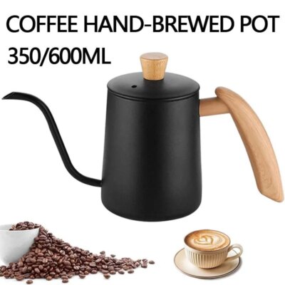 Coffee Hand Brewing Pot Stainless Steel Hand Coffee Maker Kettle Gooseneck Kettle with Wooden Handle Coffee Equipment Home Use