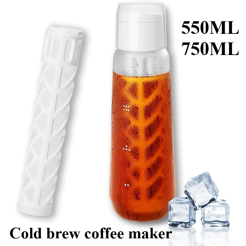 550/750ML Portable Cold Brew Coffee Maker Durable Glass Coffee Carafe with Filter Summer Cold Extraction Filter Pot Easy Clean