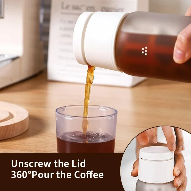 550/750ML Portable Cold Brew Coffee Maker Durable Glass Coffee Carafe with Filter Summer Cold Extraction Filter Pot Easy Clean