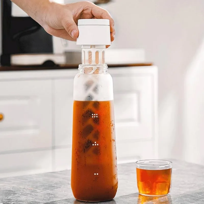 550/750ML Portable Cold Brew Coffee Maker Durable Glass Coffee Carafe with Filter Summer Cold Extraction Filter Pot Easy Clean