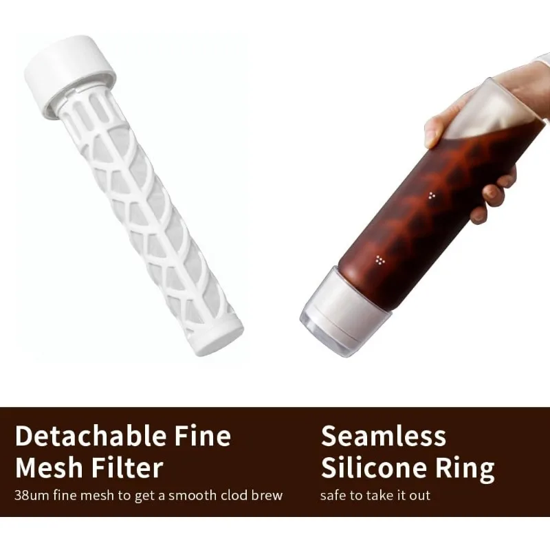 550/750ML Portable Cold Brew Coffee Maker Durable Glass Coffee Carafe with Filter Summer Cold Extraction Filter Pot Easy Clean