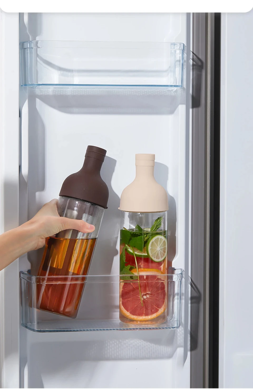 Glass Manual Cold Brewer Coffee Machine,900ML Portable Juicer,Summer Making Ice Coffee Fruit Tea,Milk Frother,for Refrigerator