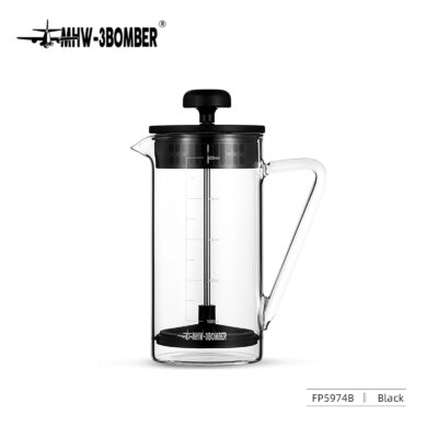 MHW-3BOMBER French Press Coffee Pots with Capacity Scale Glass Coffee Maker Portable Barista Tools Coffee Accessories 450ml